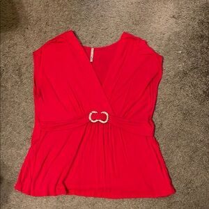 Kiwi Scarlet Blouse with Elegant Waist Detail